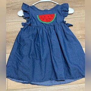Blue Kids Dress with Watermelon Design